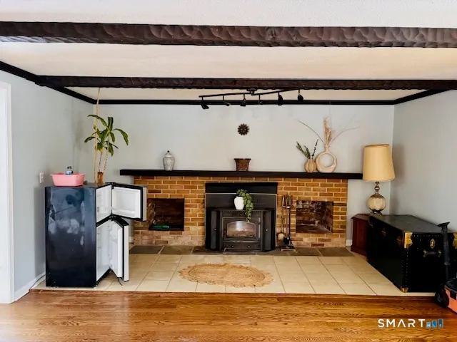 a view of kitchen with furniture and cabinets