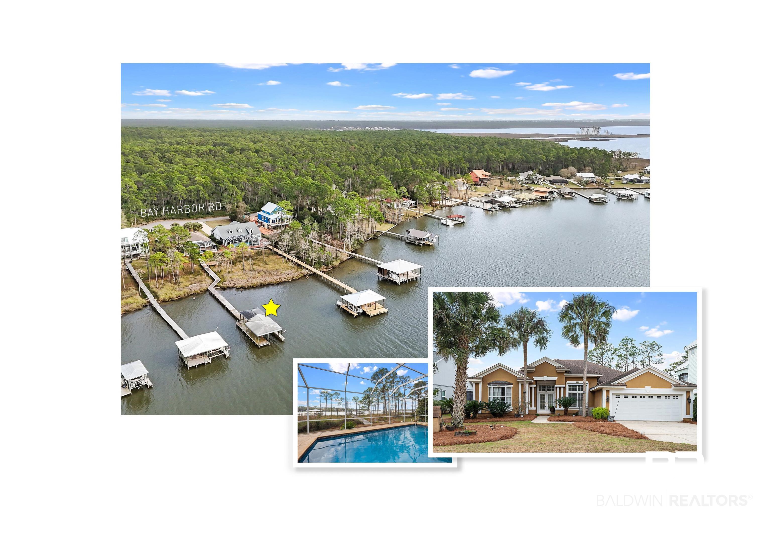 8591 Bay Harbor Road Elberta, AL 36530 - Photo 2 of 56 Bird's eye view of a nearby body of water and a pool area