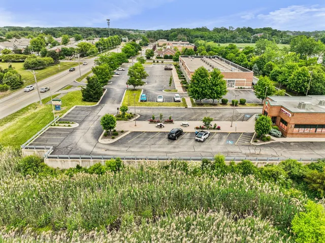 a view of a city with tall buildings