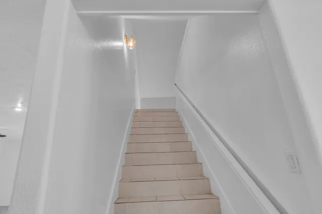 a view of a chandelier in a room