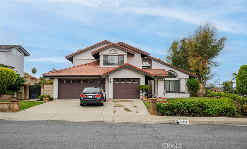 a car parked in front of a house