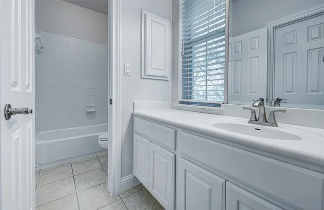 a bathroom with a sink a toilet and a large mirror