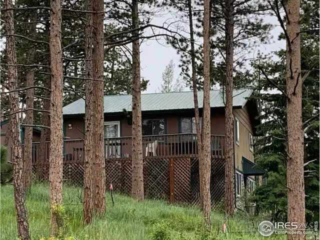 a couple of table and chairs in the plants in front of house