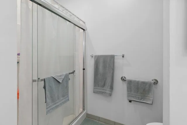 a bathroom with a shower