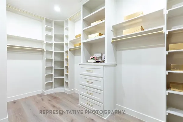 a view of an empty walk in closet