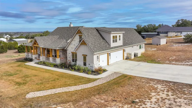 an aerial view of a house