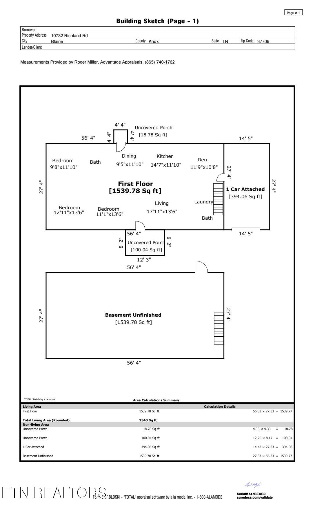 10732 Richland Road Mascot, TN 37806 - Photo 57 of 59 10732 Richland Rd - Sketch- House