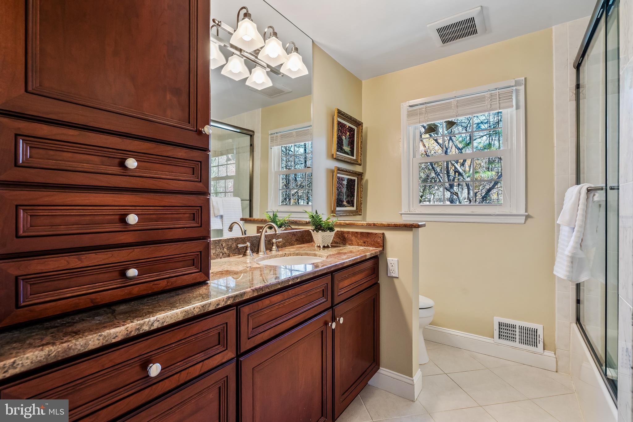 2716 Glencroft Road Vienna, VA 22181 - Photo 41 of 66 a bathroom with a sink a vanity and a mirror