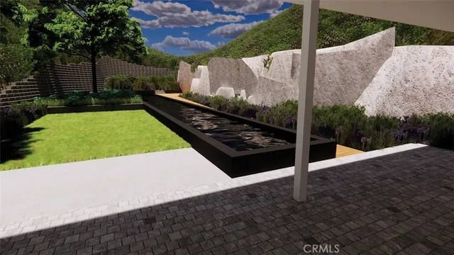 a view of balcony with wooden floor