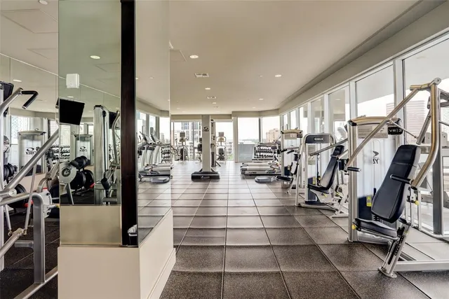 a view of a room with gym equipment