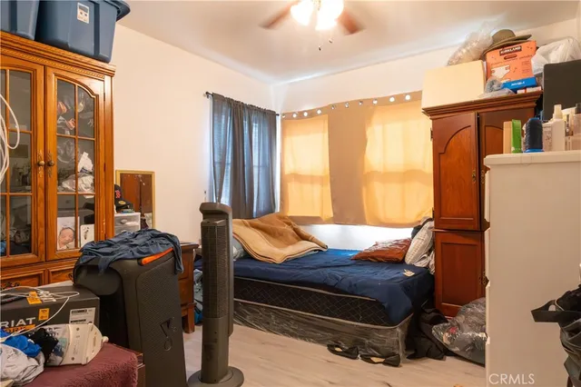 a view of a closet with storage