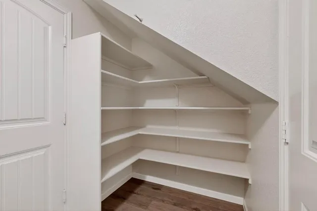 a storage room with empty racks