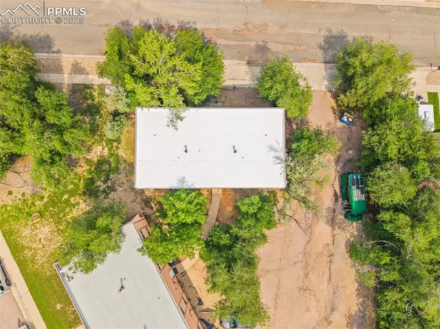 an aerial view of a house