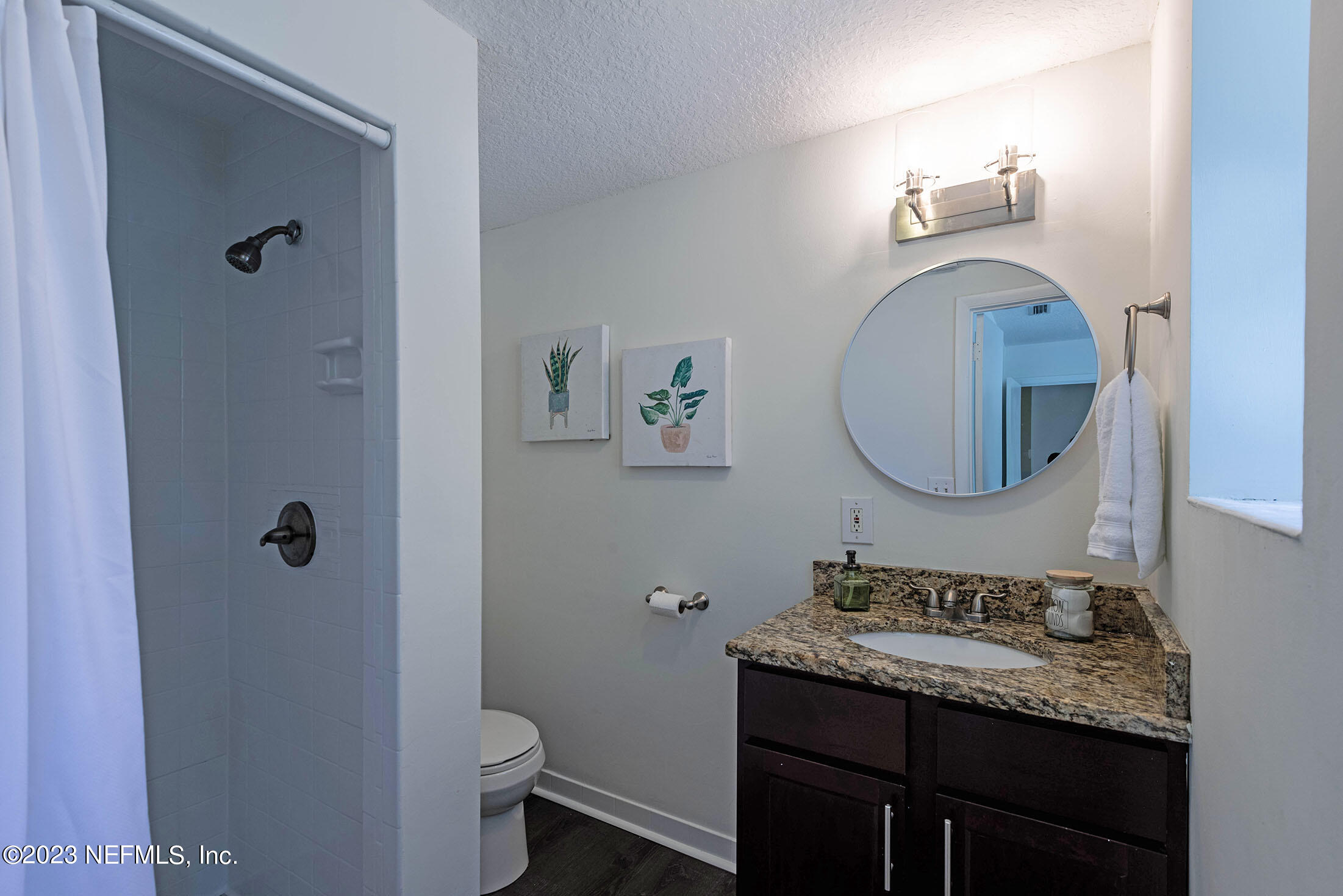 8007 Alderman Road Jacksonville, FL 32211 - Photo 47 of 63 a bathroom with a granite countertop toilet a sink and a mirror