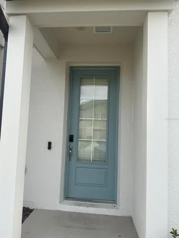 a view of wooden door
