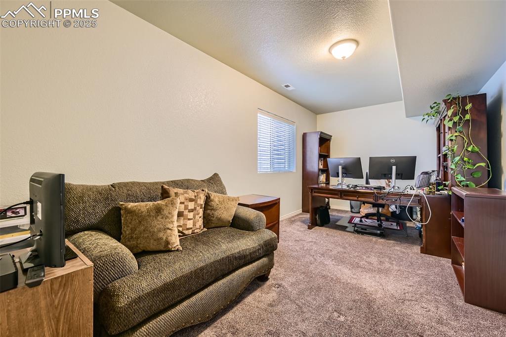 2553 Cinnabar Road Colorado Springs, CO 80921 - Photo 22 of 27 a living room with furniture and a flat screen tv