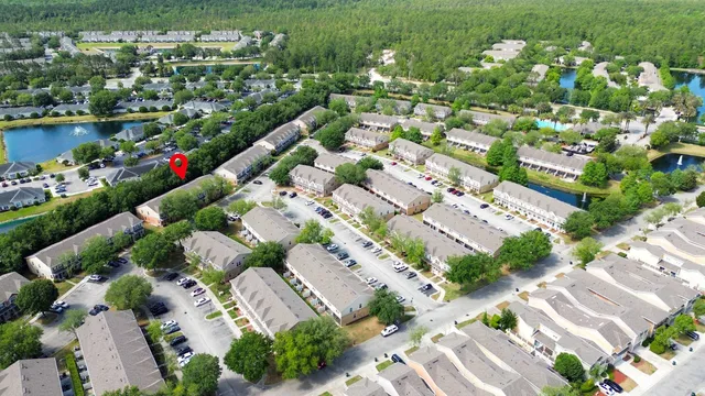 an aerial view of a house