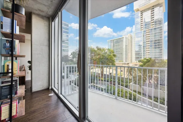 a view of a city from a balcony