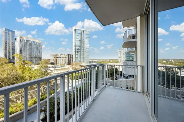 a view of city from a balcony