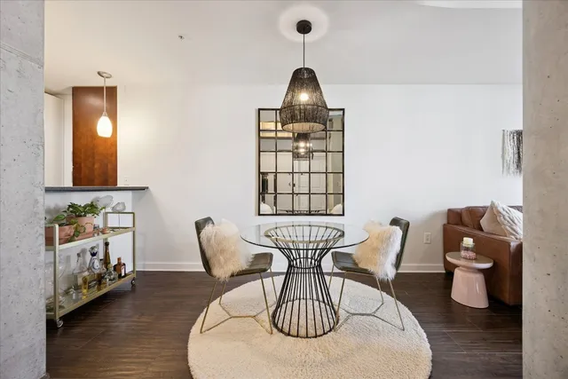 a table and chairs in a room