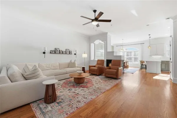 a living room with furniture