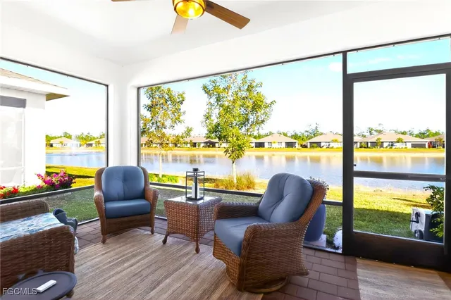 a work room with large windows