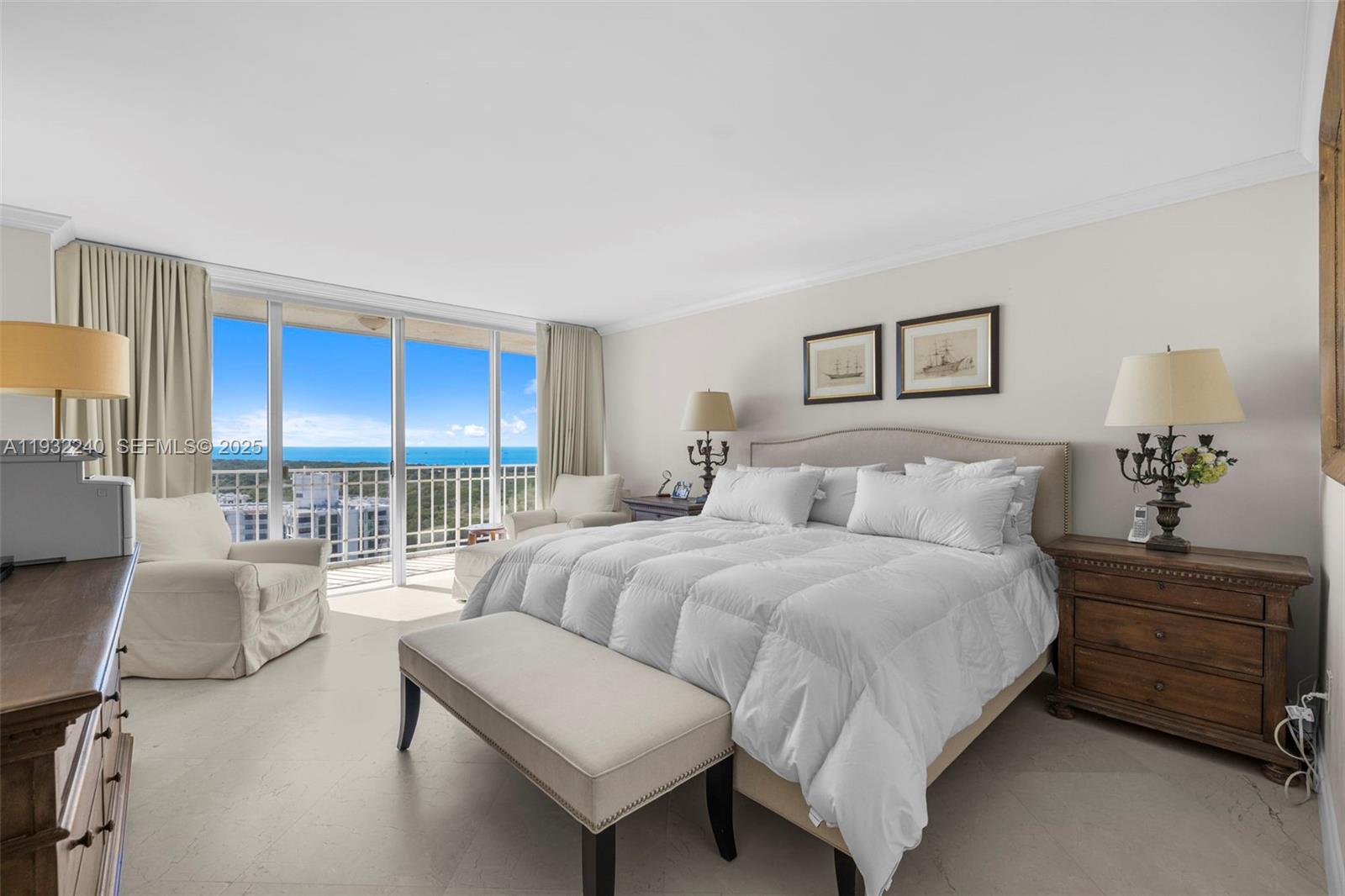 881 Ocean Drive, Unit 20A Key Biscayne, FL 33149 - Photo 15 of 32 Spacious Master Bedroom w/ balcony and amazing views