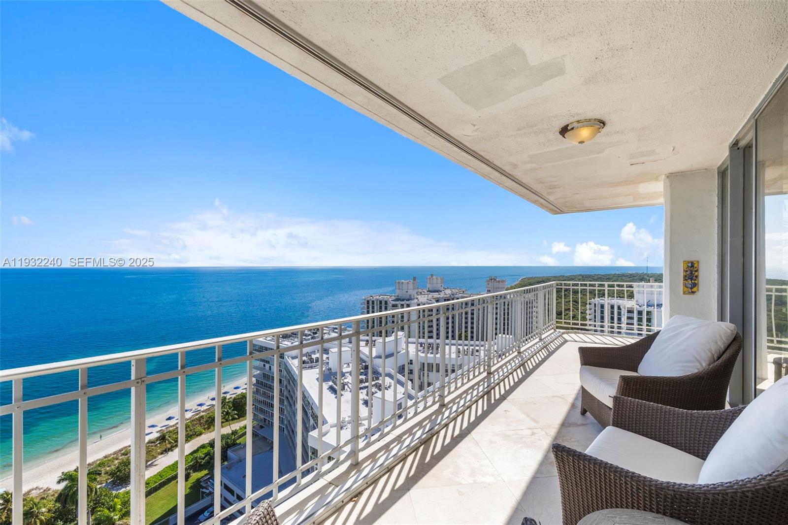 881 Ocean Drive, Unit 20A Key Biscayne, FL 33149 - Photo 30 of 32 Wrap around balcony. Balconies will be freshly painted.
