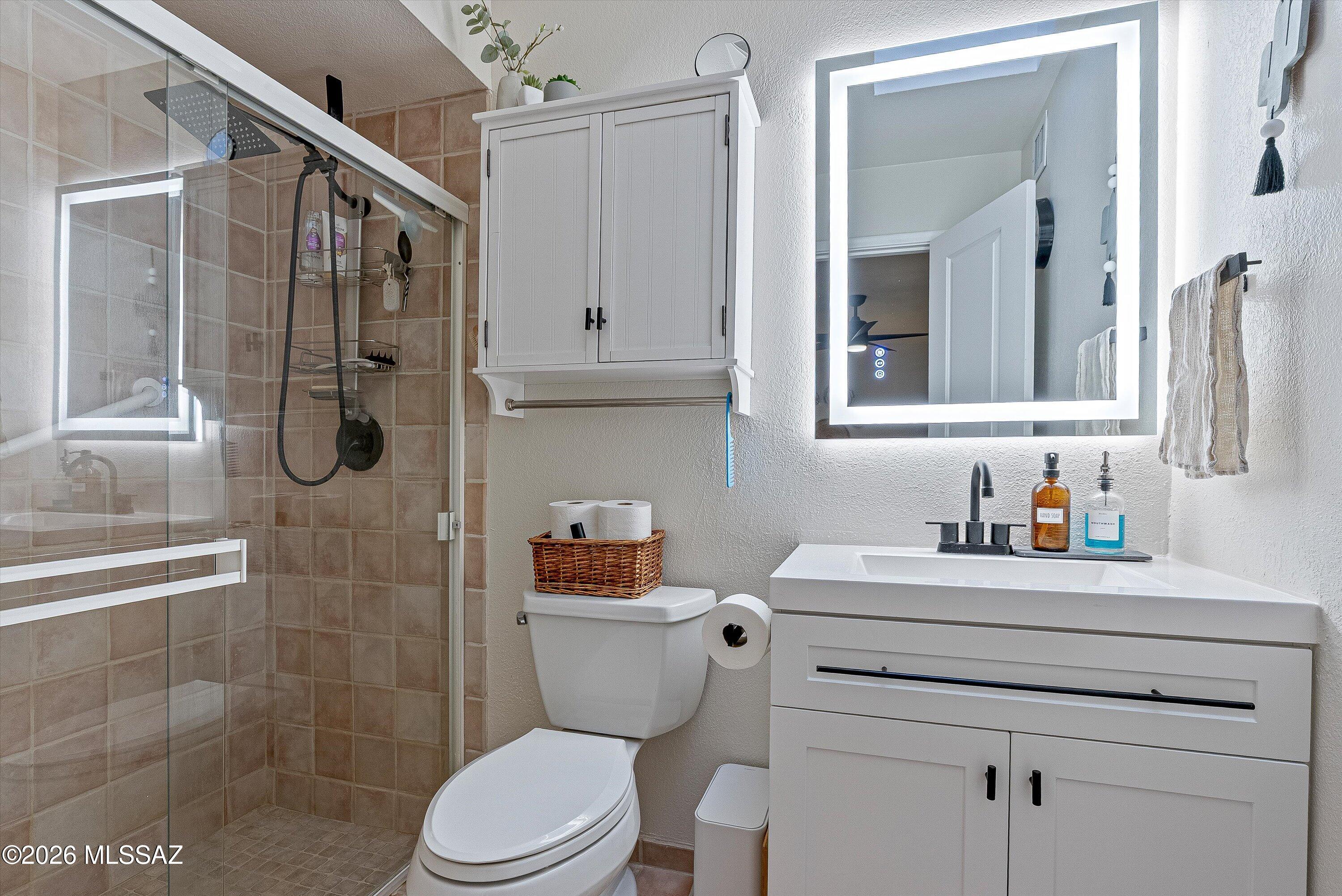 3949 West Mars Street Tucson, AZ 85741 - Photo 18 of 27 a bathroom with a sink a toilet and shower
