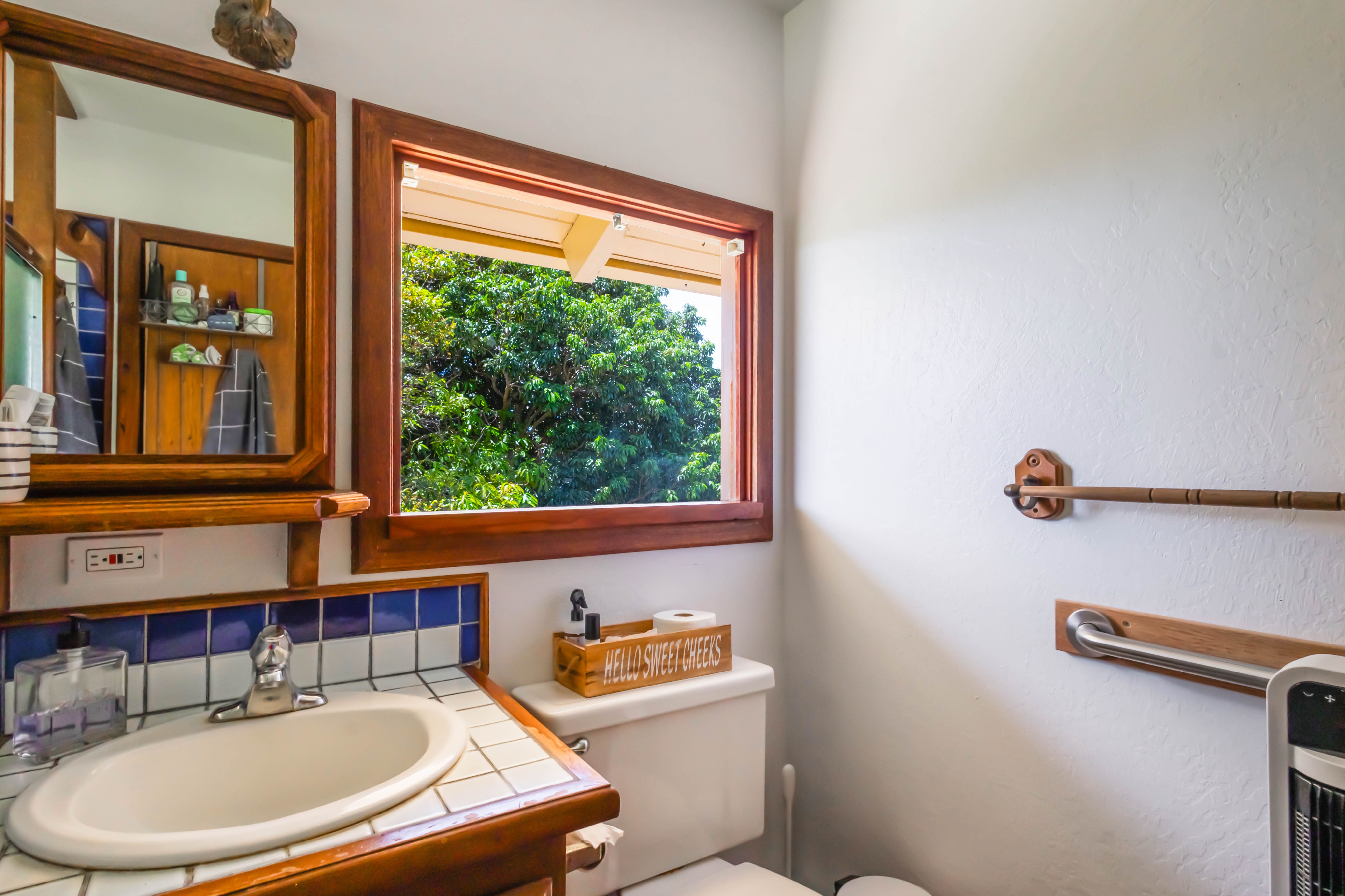4085 B Noho Road Koloa, HI 96756 - Photo 26 of 30 a bathroom with a sink a window and a mirror