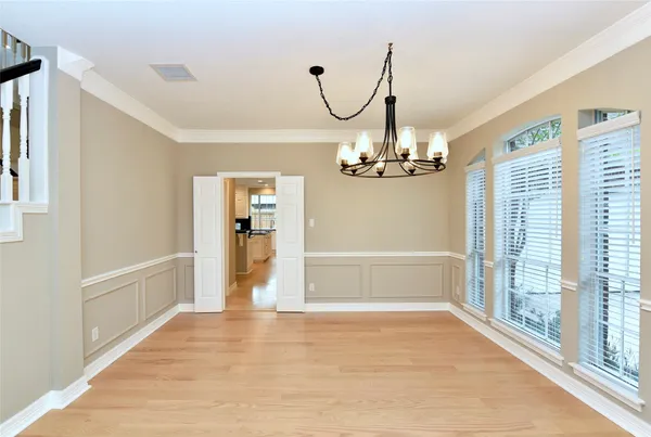 a view of a room with windows