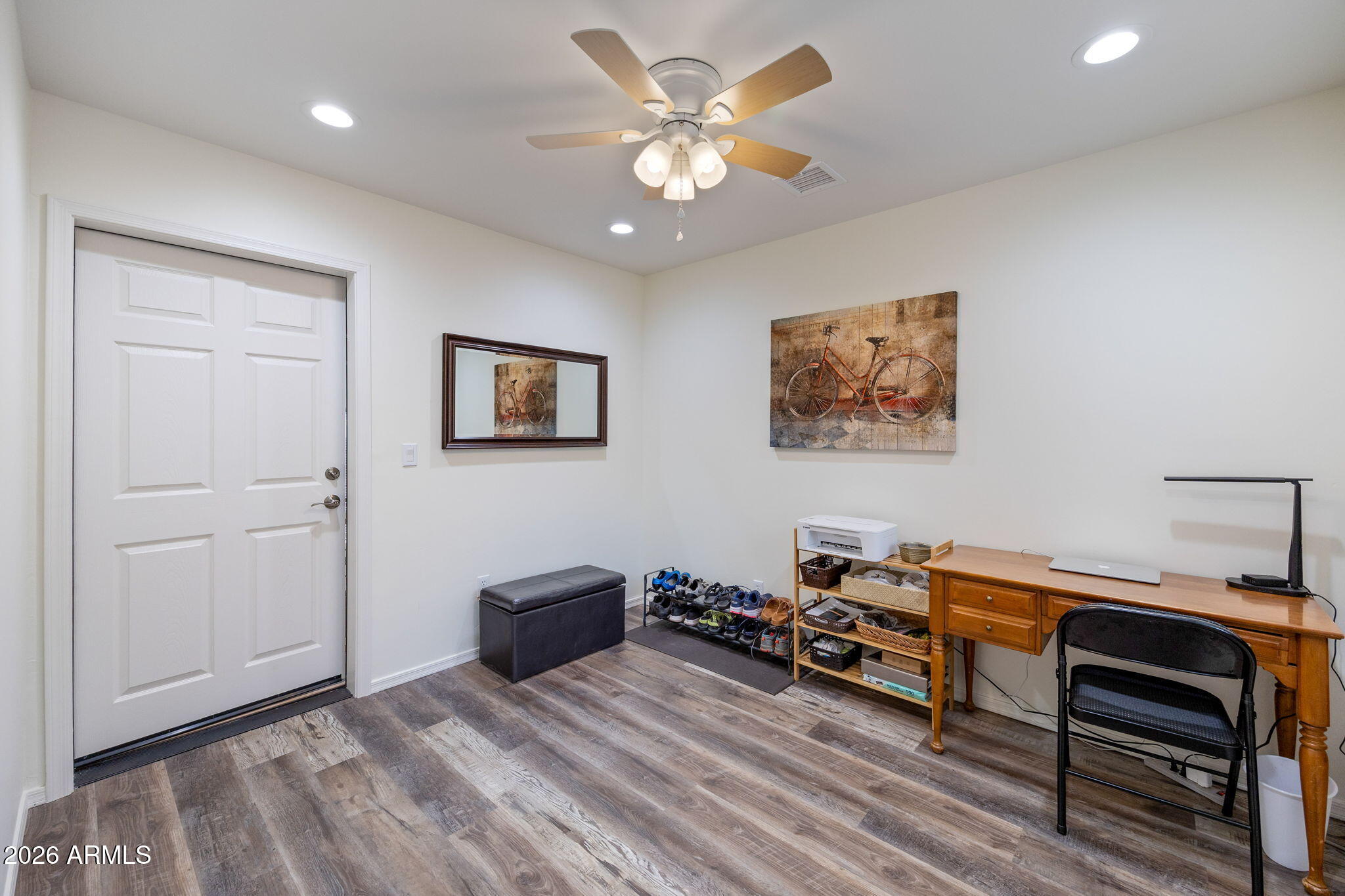 5145 Drifting Snow Loop Pinetop, AZ 85935 - Photo 18 of 37 a bedroom with furniture and a chandelier