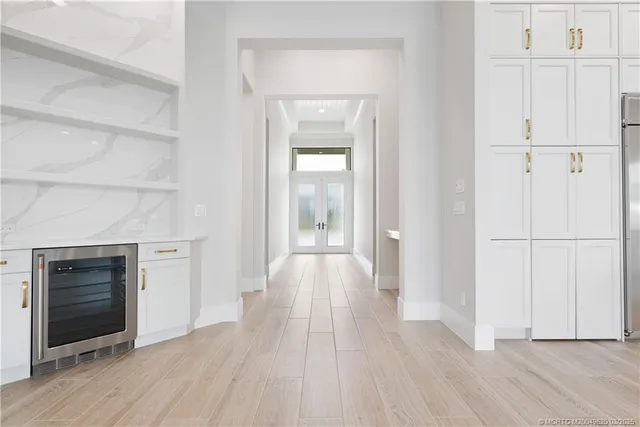 a view of kitchen with wooden floor