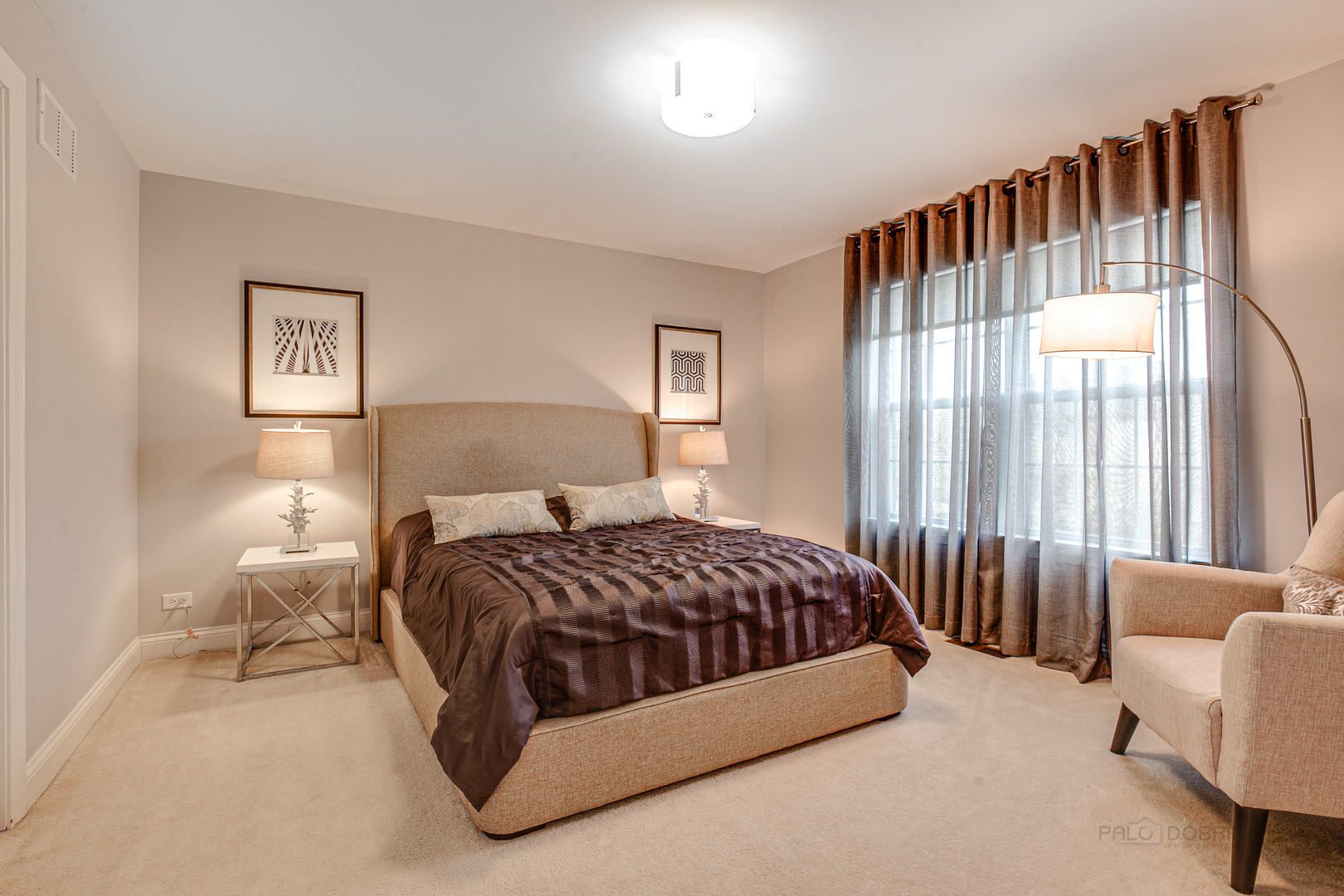 1120 Ashley Lane Inverness, IL 60010 - Photo 25 of 46 a bedroom with a bed lamp and a large window