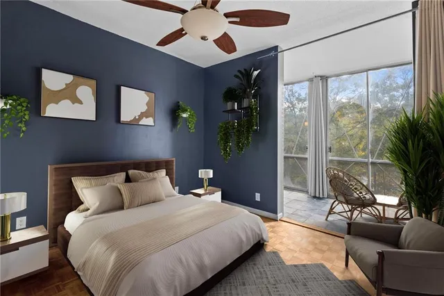 a bed room with a bed and a couch