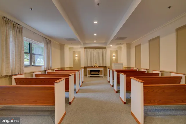 a large dining space with furniture