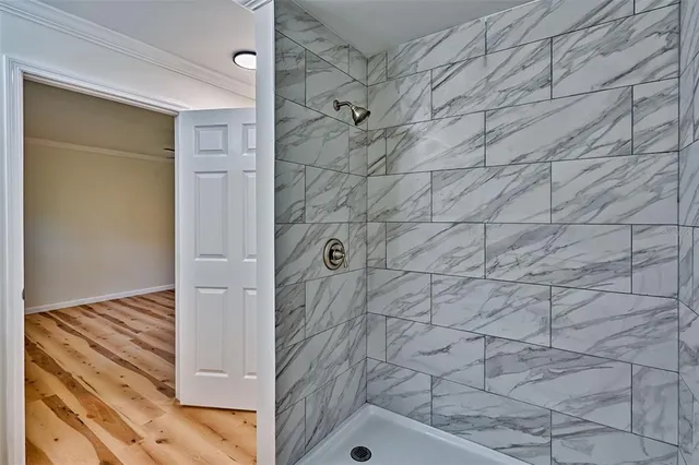 a bathroom with a shower