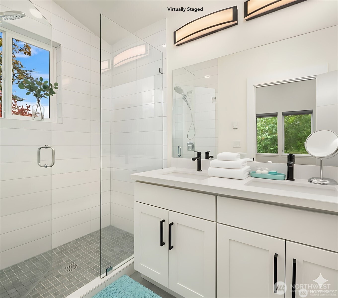 3817 Letitia Avenue South Seattle, WA 98118 - Photo 10 of 16 a bathroom with a shower sink and mirror