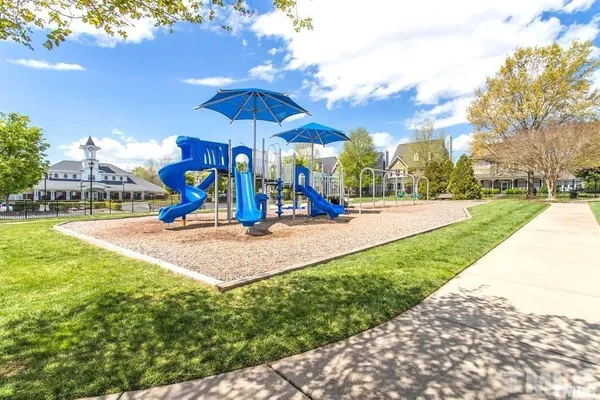 a view of a park with slide