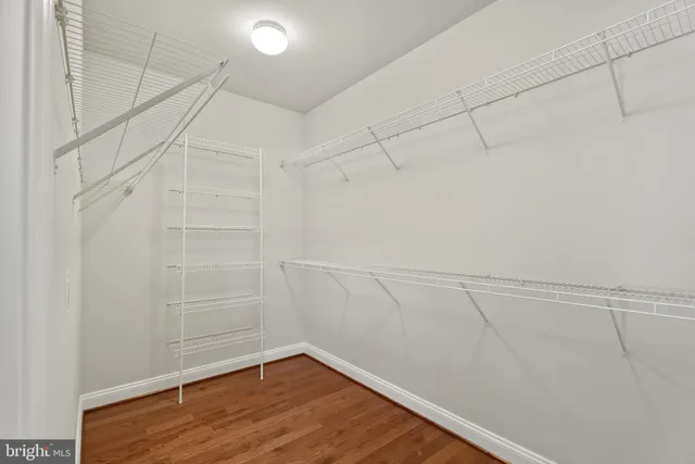 a view of a room with racks on the wall