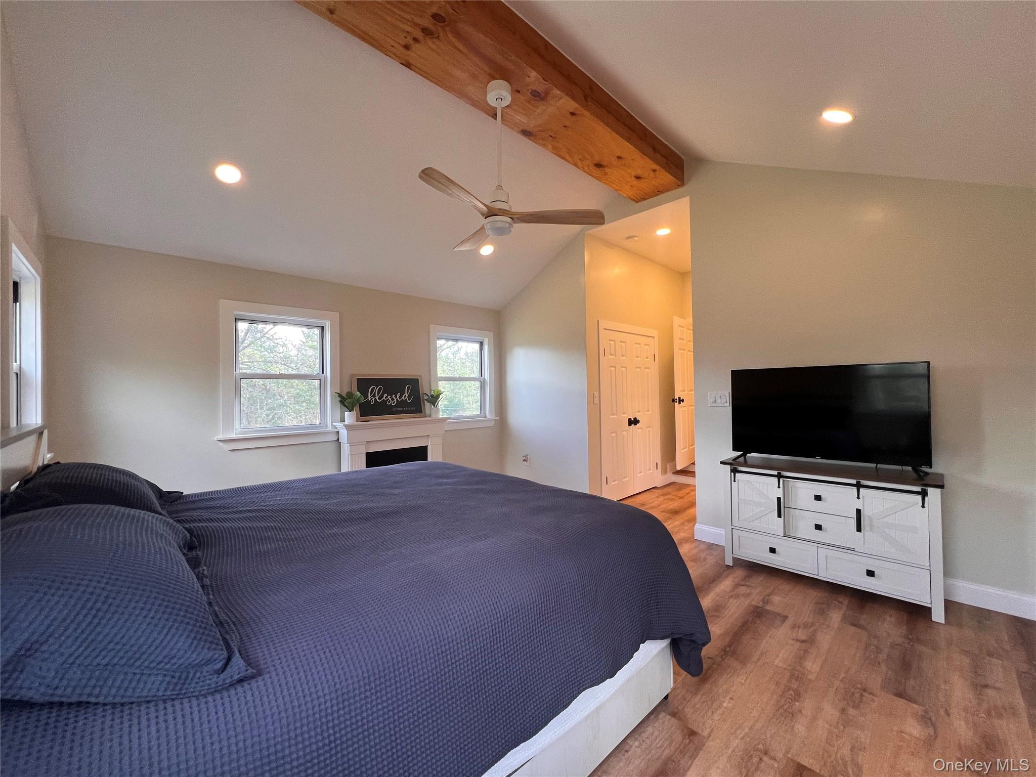 79 Dexheimer Road Narrowsburg, NY 12764 - Photo 19 of 29 Bedroom with wood finished floors, recessed lighting, and a ceiling fan