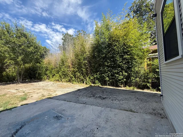 a view of a yard with trees