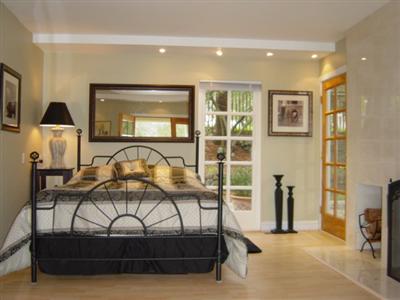 1 Spring Lane Tiburon, CA 94920 - Photo 6 of 12 a bedroom with a bed and a view of living room