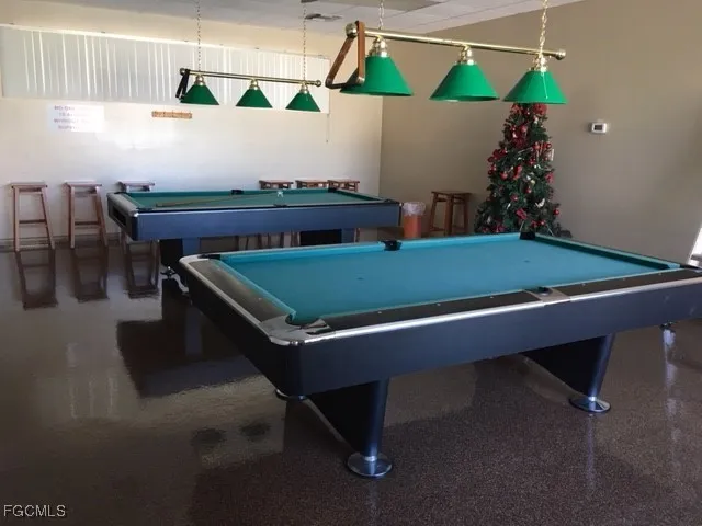 a room with pool table
