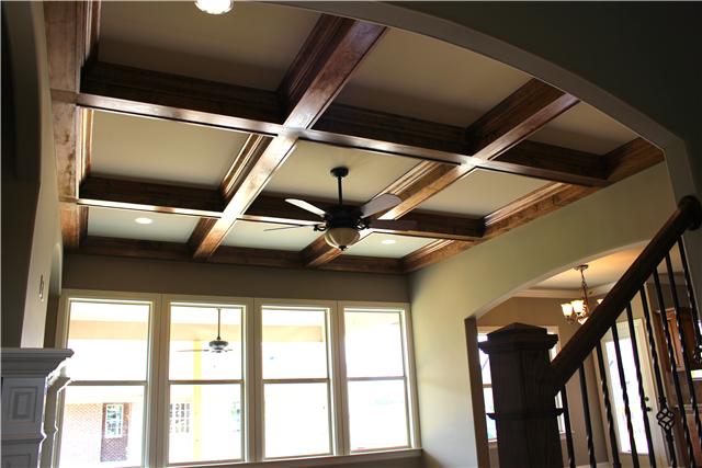 Custom coffered ceiling in the living room.