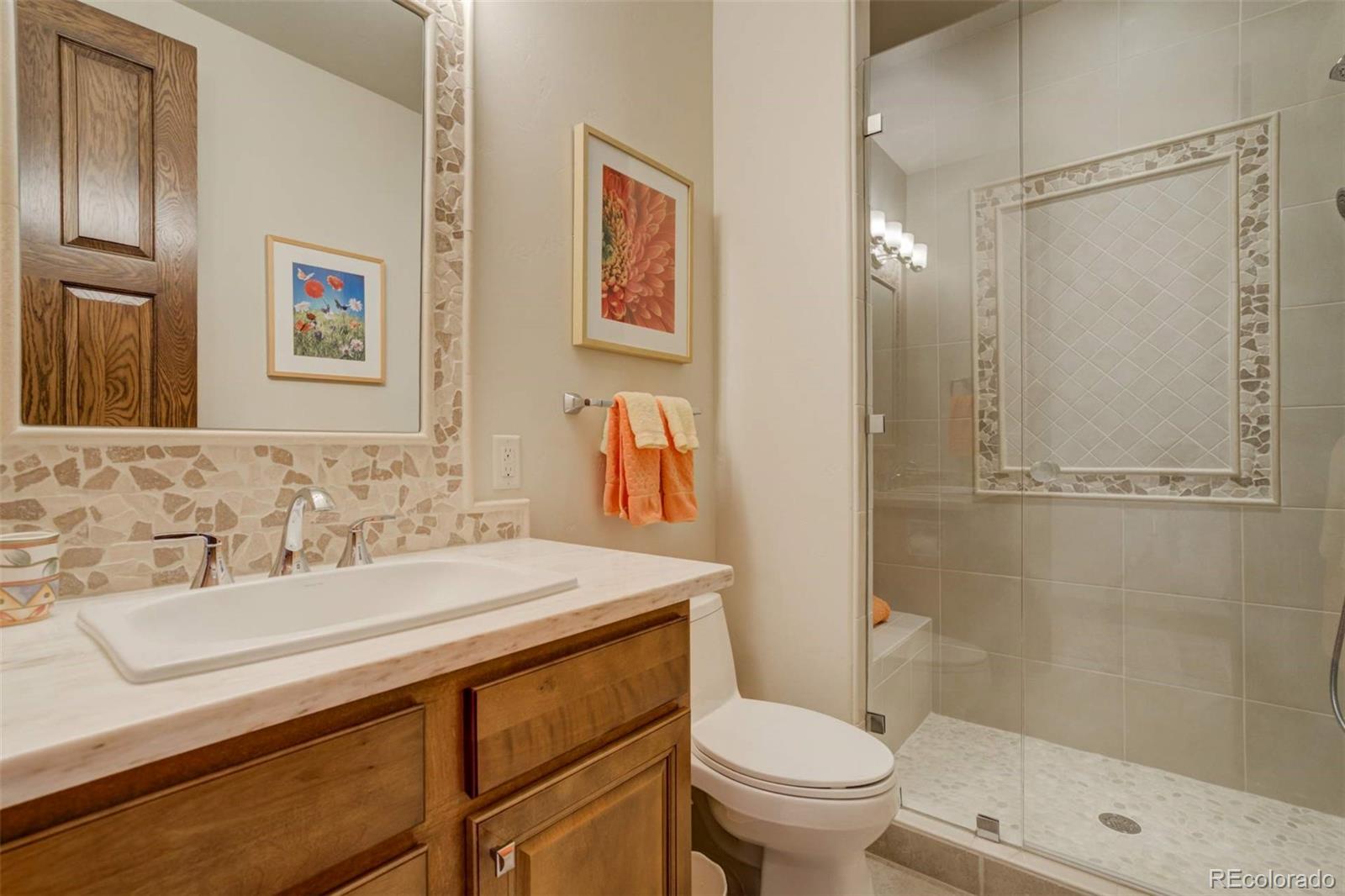 14250 Aiken Ride View Colorado Springs, CO 80926 - Photo 27 of 50 a bathroom with a sink toilet and shower