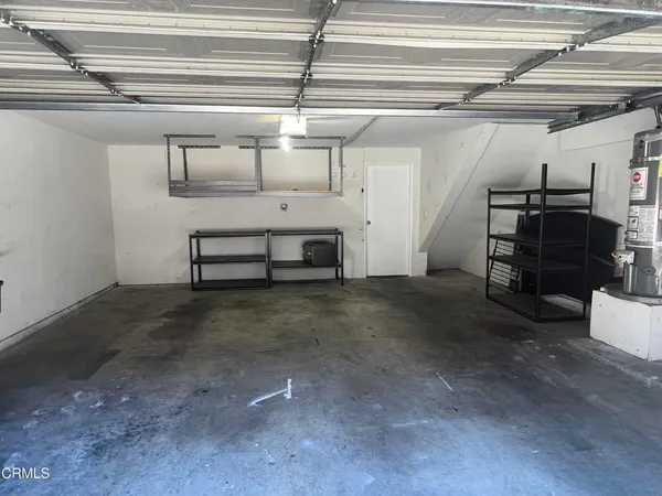 a view of a room with racks on the wall