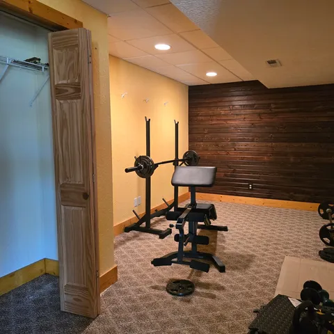 a view of a room with gym equipment