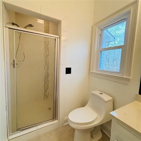 a bathroom with a bathtub