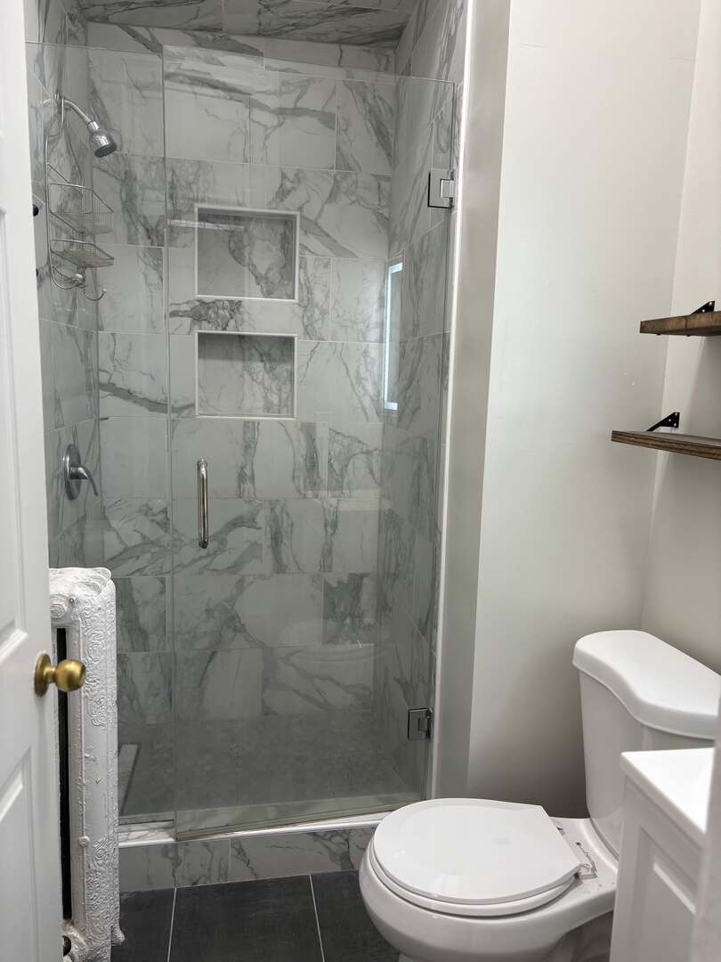 5136 South Blackstone Avenue, Unit 1F Chicago, IL 60615 - Photo 7 of 13 a white toilet sitting next to a bath tub and shower